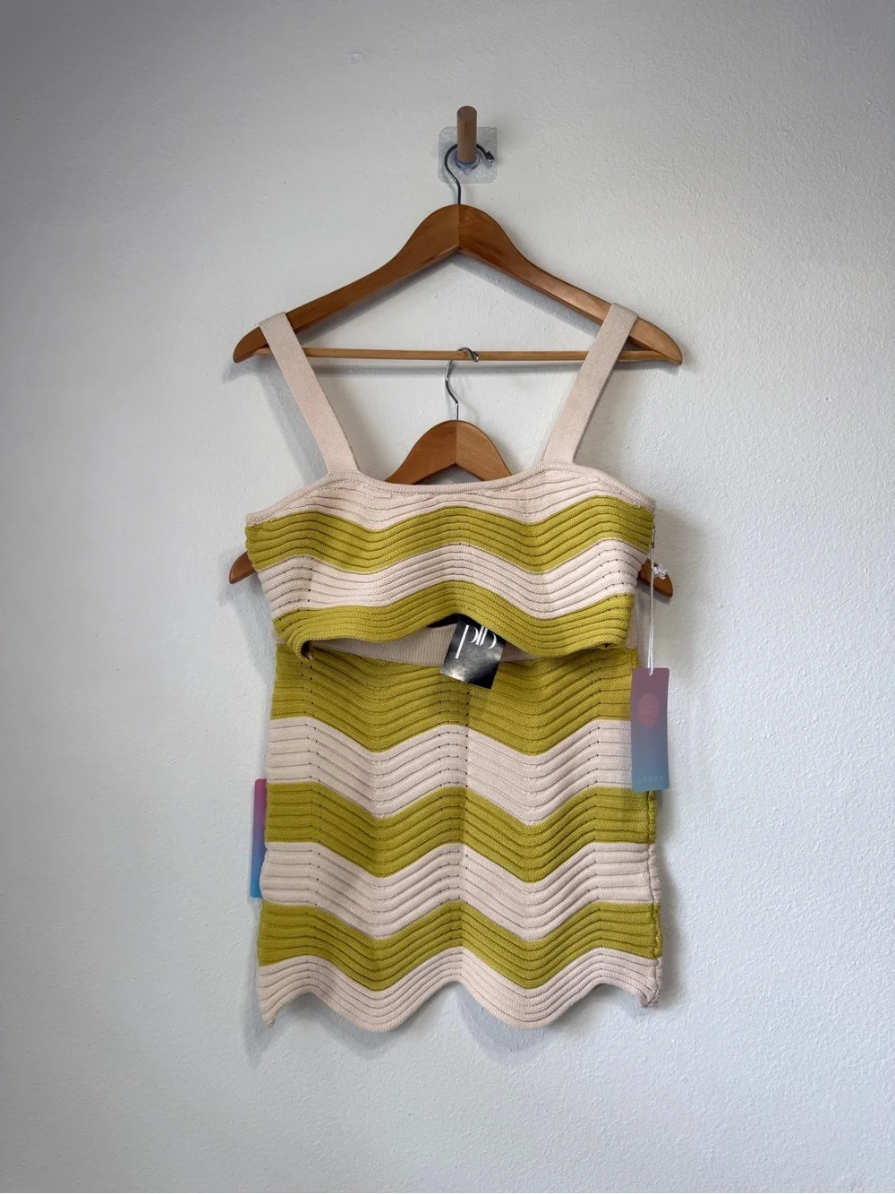 AZURA Wavy Stripe Knit Two Piece Set Top & Skirt Size Large NWT